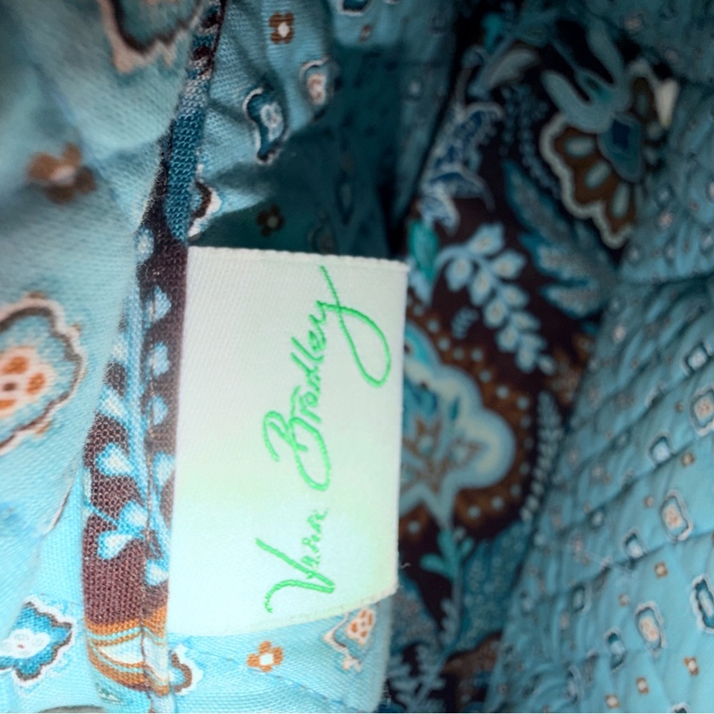 Vera Bradley Brown & Aqua Floral Quilted Shoulder Tote - Picture 9 of 9